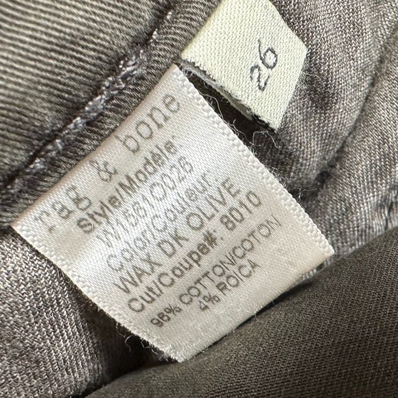 Rag & bone Ridley Moto skinny jeans wax olive dark green size 26 - Picture 5 of 5